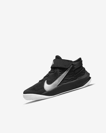 Nike Team Hustle D 10 FlyEase Negros Blancos Metal Plateados | MX 5582